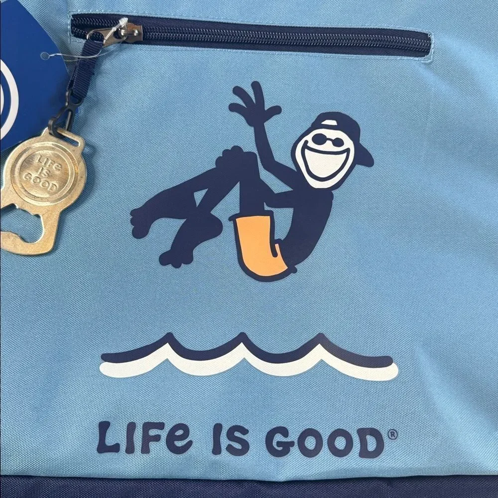 Life Is Good 36 Can Blue Deluxe Insulated Tote Cooler Bag NWT